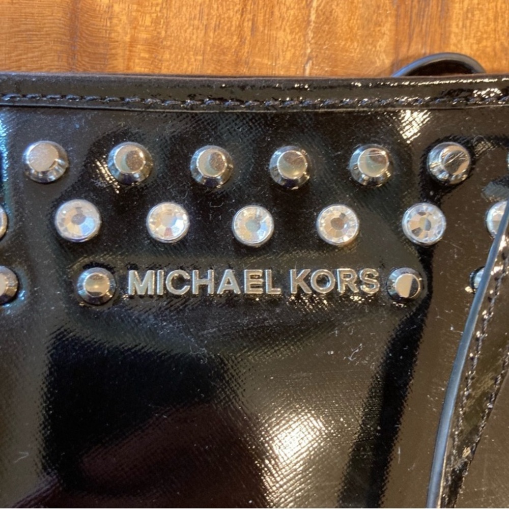Michael Kors Black Patent Leather Rhinestones Studded Tote good used condition - Picture 2 of 15